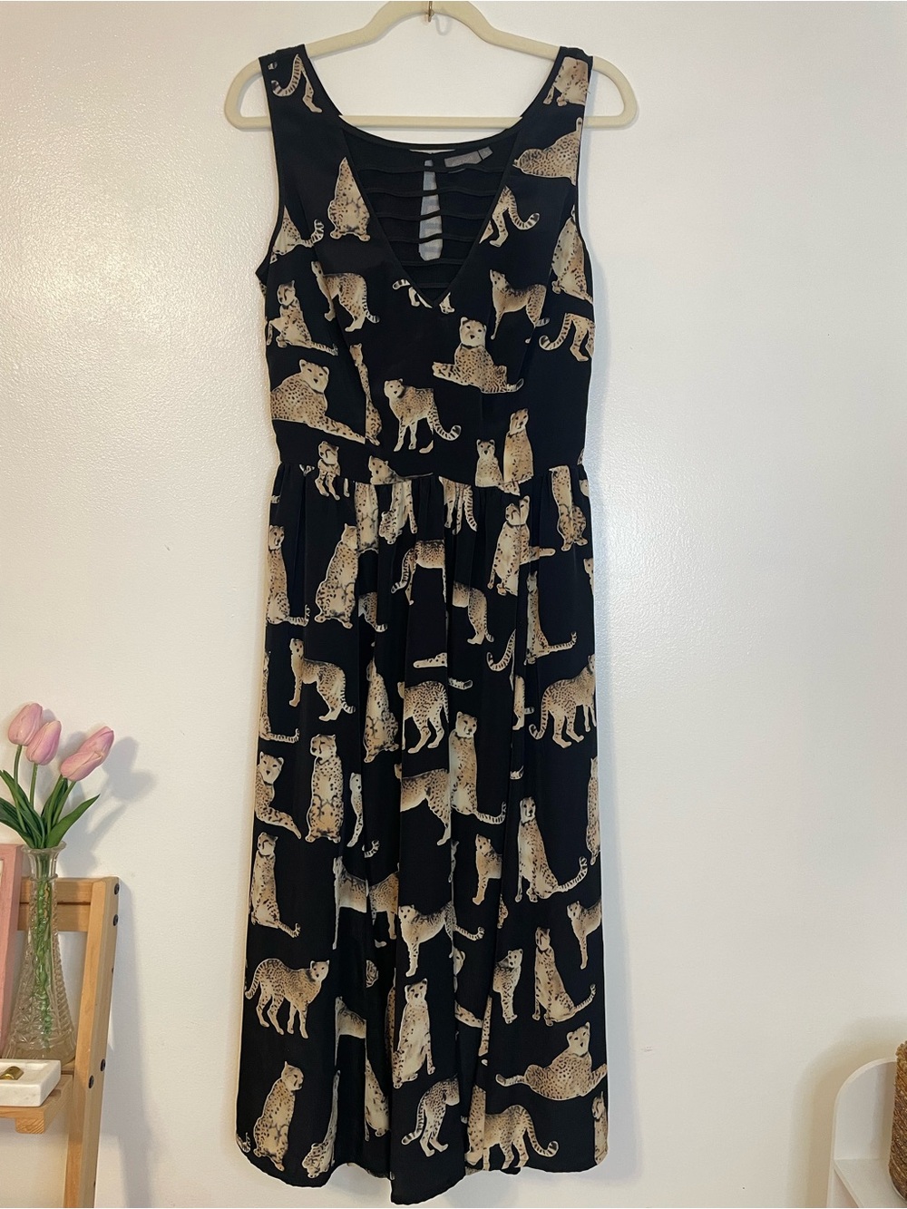 Black Sleeveless Fit & Flare Dress Cheetah Graphic Print midi/maxi eShakti 10